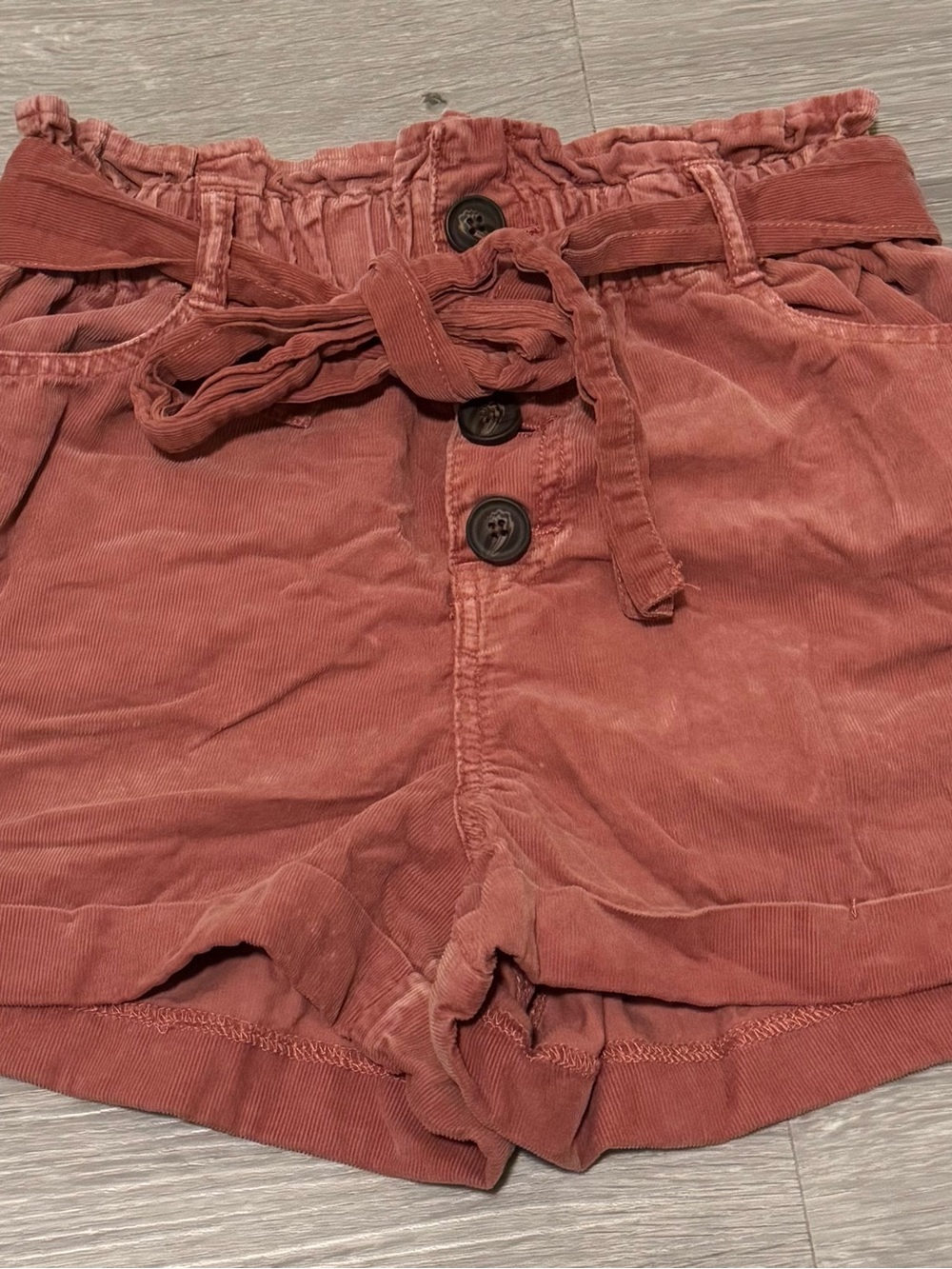 Beginning Boutique Paperbag Corduroy Shorts in Rosewood